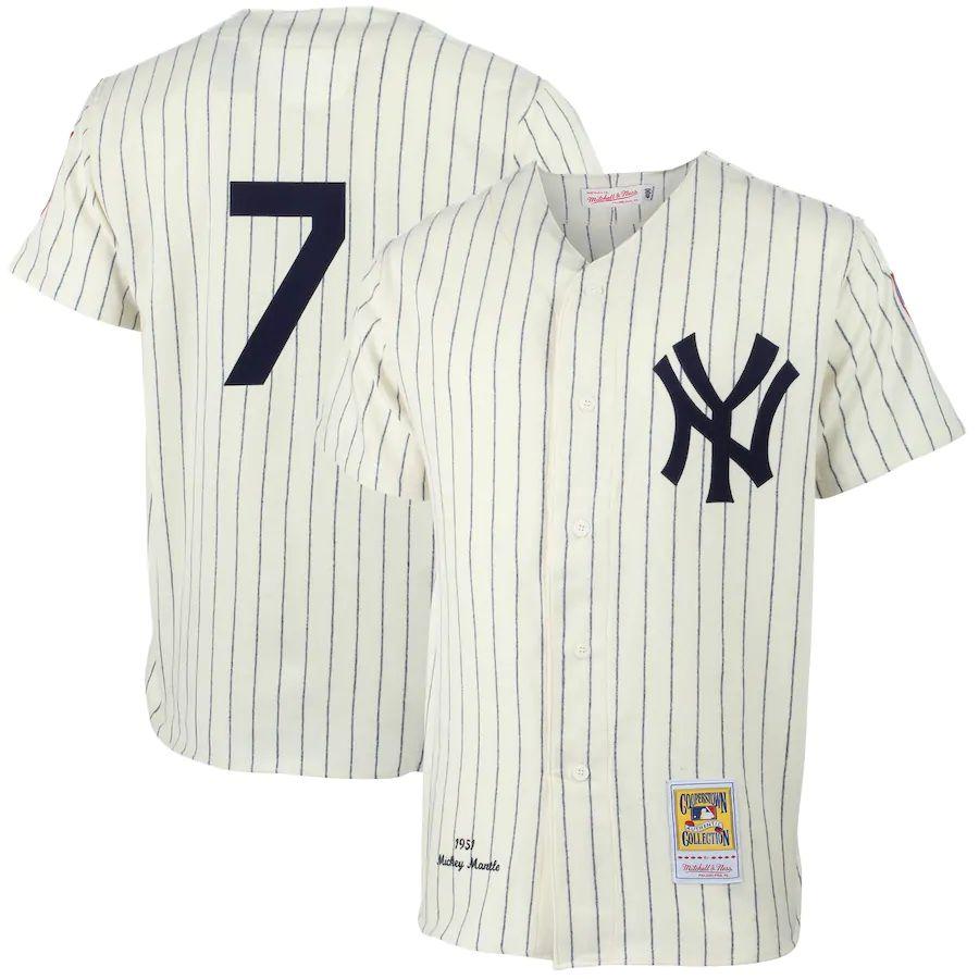 Men's New York Yankees Mitchell & Ness Gray Cooperstown Collection Mesh  Wordmark V-Neck Jersey