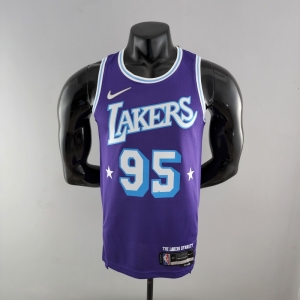 75th Anniversary James #6 Los Angeles Lakers Jordan Purple NBA