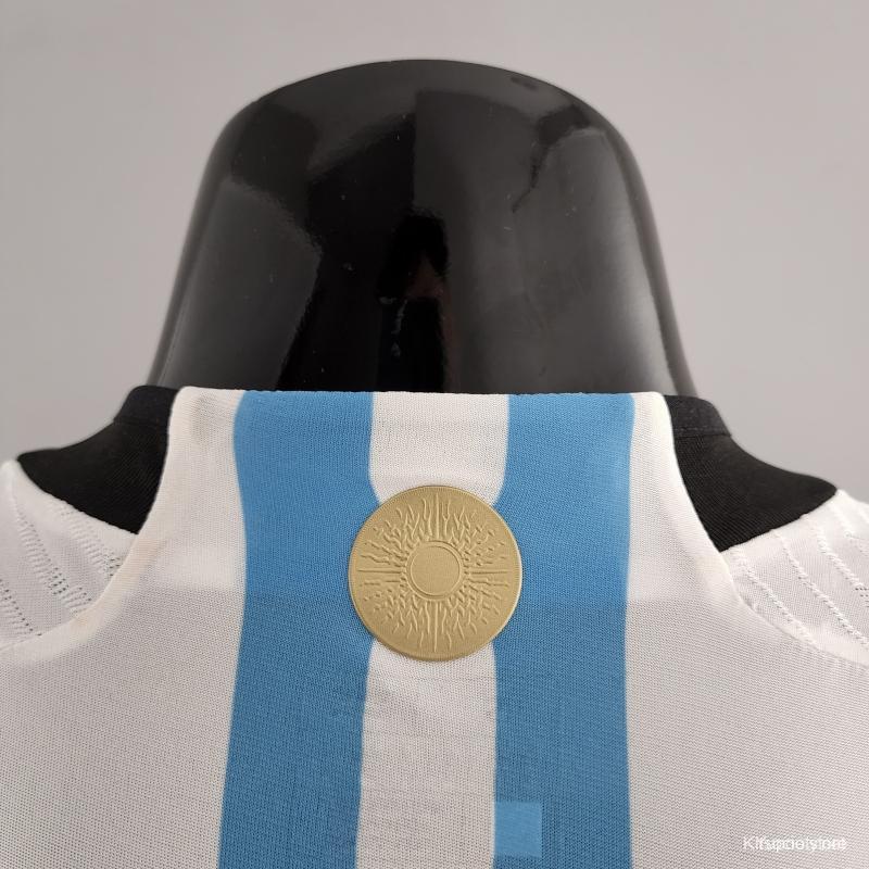 Player Version 3 Stars 2022 Argentina MESSI #10 Home Jersey With World Cup  Champion Patches - Kitsociety