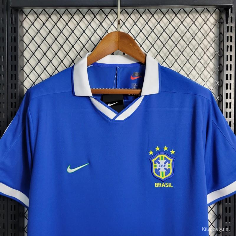 Retro 1997 Brazil Away Blue Jersey - Kitsociety