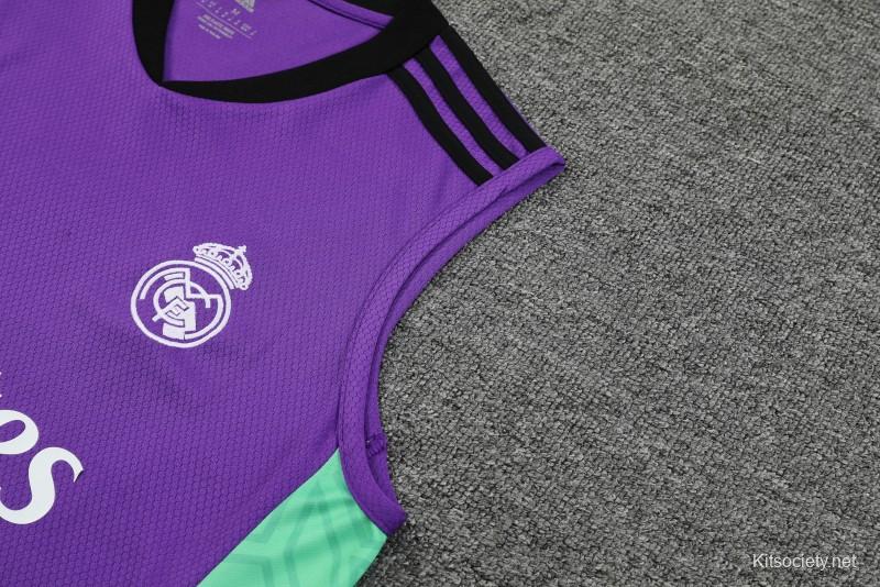 23-24 Real Madrid Purple Vest Jersey+Shorts - Kitsociety