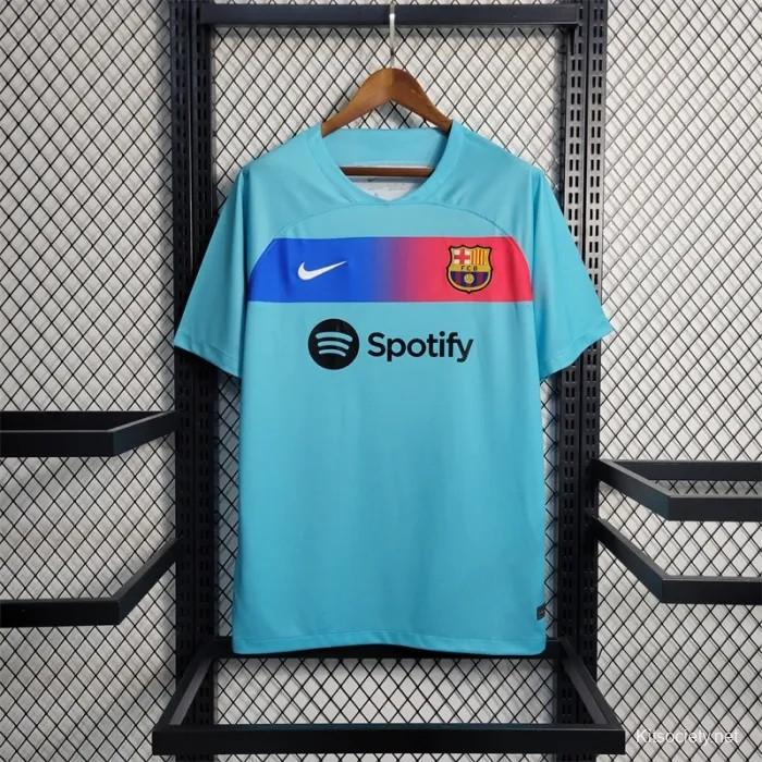 23-24 Barcelona White Away Long Sleeve Jersey - Kitsociety